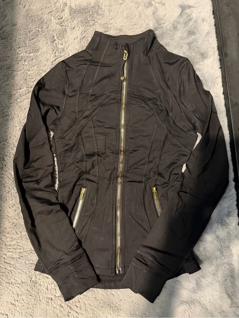 lululemon athletica Black Lightweight Zip-Front Shirt Jacket with Gold Zippers
